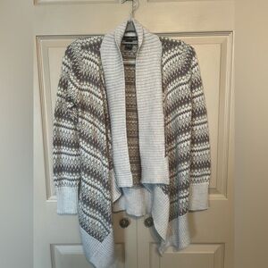 Willi Smith Cream With Green and Purple Patterned Cardigan